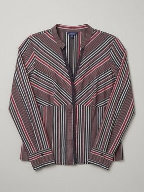 Reitmans Navy and Pink Striped Blouse